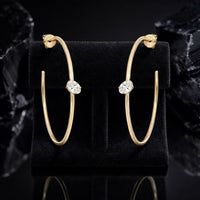 Open Hoop Diamond Accent Earrings in 14K Yellow Gold