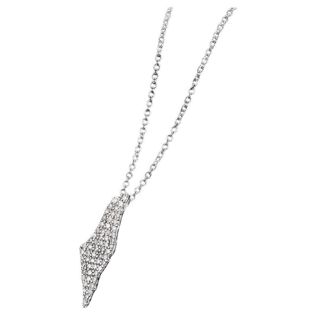 Pavé Israel Map Diamond Necklace