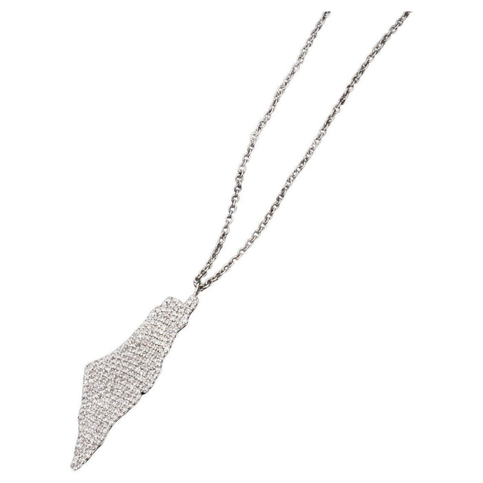 Pavé Israel Map Diamond Necklace