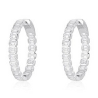 Sleek Gold Hoop Baguette Diamonds Earrings in 14K Yellow Gold