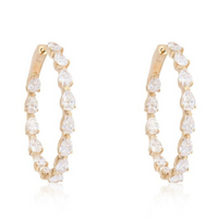 Luxe Garnet Hoops Diamond Earrings in 14K Yellow Gold