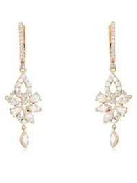 Cluster Diamond Teardrop Dangle Earrings in 14K Yellow Gold