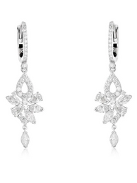 Cluster Diamond Teardrop Dangle Earrings in 14K Yellow Gold