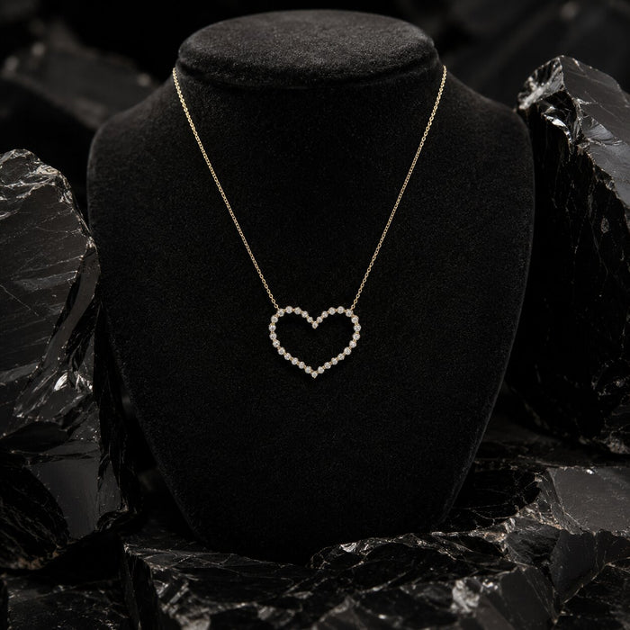 Heart Shape Pendant Necklace in 14K Yellow Gold
