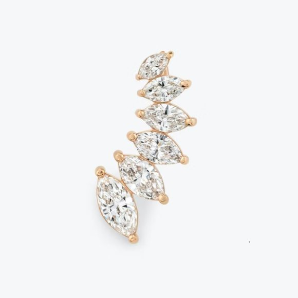 Marquise Diamond Vine Ear Climber Earrings in 18K Yellow Gold