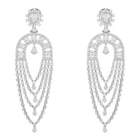 Multi Layered Chandelier Drop Earrings in 14K White Gold