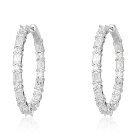 Lunar Radiance Hoop Earrings in 14K White Gold