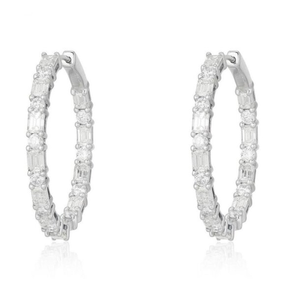 Lunar Radiance Hoop Earrings in 14K White Gold