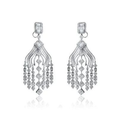 630 Round Multi Diamonds 18K White Gold Earrings