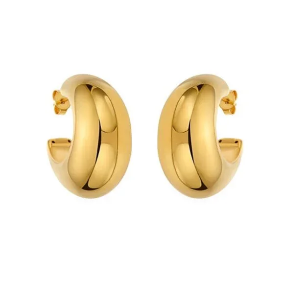 Moonlit Shine Diamond Hoop Earrings in 14K Yellow Gold