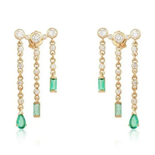 Golden Dangler Diamond Earrings in 14K Yellow Gold