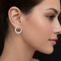 Golden Charm Diamond Hoop Earrings in 14K Yellow Gold