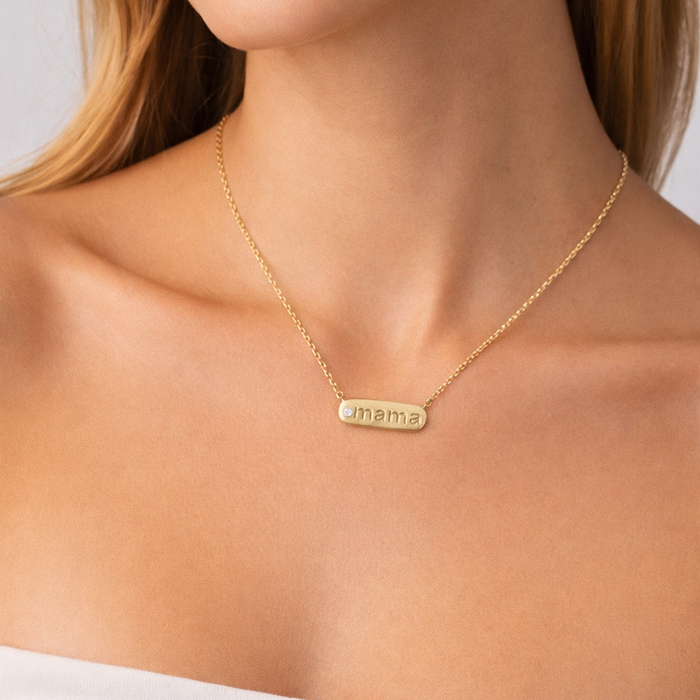 Amulet 5Mm Letter Mama Necklace in 14K Yellow Gold