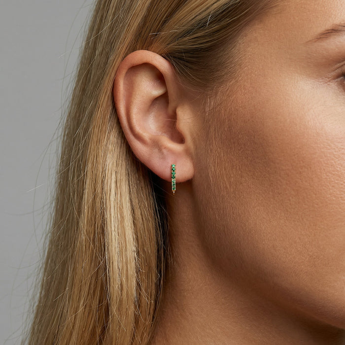 Emerald Hoop Findings Earrings in 18K Yellow Gold