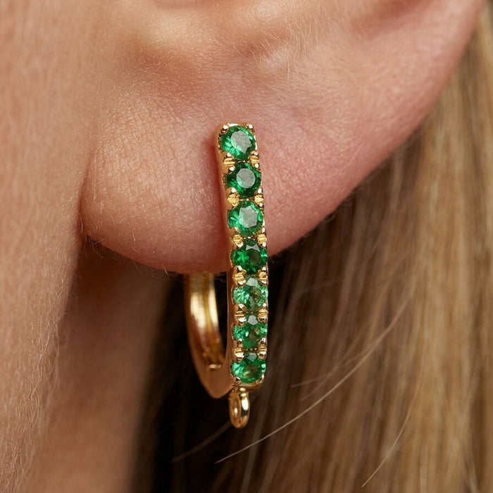 Emerald Hoop Findings Earrings in 18K Yellow Gold
