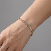 Radiant Colour 14K Yellow Gold Gemstone Tennis Bracelet