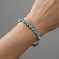 Turquoise Teardrop 14K Yellow Gold Tennis Bracelet
