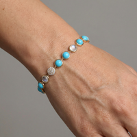 Turquoise & Diamond 14K Yellow Gold Tennis Bracelet