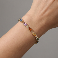 Square Gemstone Diamond 14K Gold Tennis Bracelet