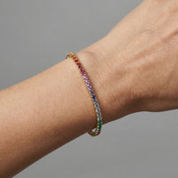 Ruby Rainbow Diamond 14K Yellow Gold Gemstone Bracelet