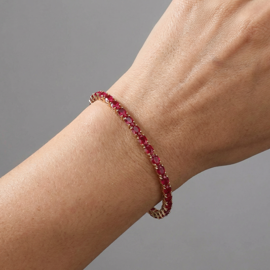 Ruby Radiance 14K Yellow Gold Tennis Bracelet
