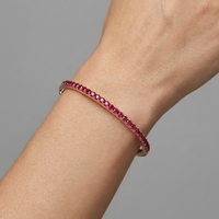Ruby Hinged Bangle Bracelet in 14K Yellow Gold