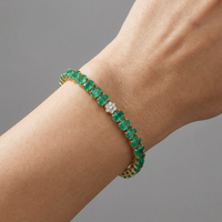 Regal Emerald 14K Yellow Gold Diamond Accent Tennis Bracelet