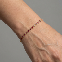 Radiant Pink Sapphire Amethyst 14K Yellow Gold Tennis Bracelet