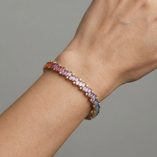 Radiant Spectrum 14K Yellow Gold Multi-Gemstone & Diamond Bracelet