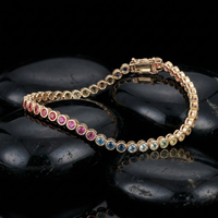 Vivid Gemstone 14K Yellow Gold Spectrum Tennis Bracelet