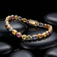 Vibrant Spectrum 14K Yellow Gold Gemstone Tennis Bracelet