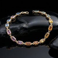 Square Gemstone Diamond 14K Gold Tennis Bracelet