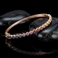 Spectrum Gem 14K Yellow Gold Hinged Bangle Bracelet