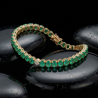 Regal Emerald 14K Yellow Gold Diamond Accent Tennis Bracelet