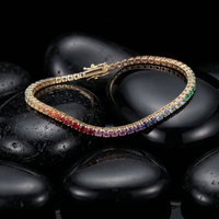 Ruby Rainbow Diamond 14K Yellow Gold Gemstone Bracelet