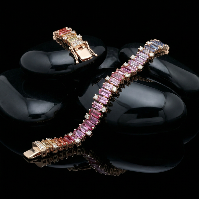 Radiant Spectrum 14K Yellow Gold Multi-Gemstone & Diamond Bracelet