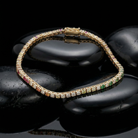 Radiant Green & White Diamond 14K Yellow Gold Tennis Bracelet
