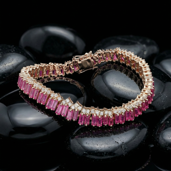 Prism Sapphire Emerald-Cut 14K Gold Tennis Bracelet