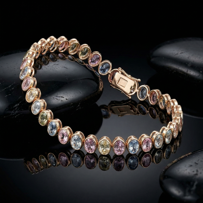 Prism Heart Spectrum Sapphire & Diamond 14K Gold Bracelet