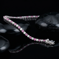 Pink Sapphire & Diamond 14K Gold Tennis Bracelet