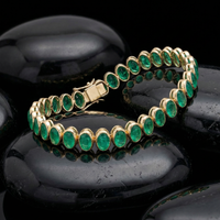 Oval Emerald 14K Yellow Gold Tennis Bracelet