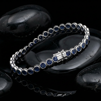 Midnight Bezel Sapphire 14K White Gold Tennis Bracelet