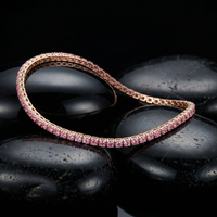 Luxurious Pink Sapphire 14K Yellow Gold Tennis Bracelet
