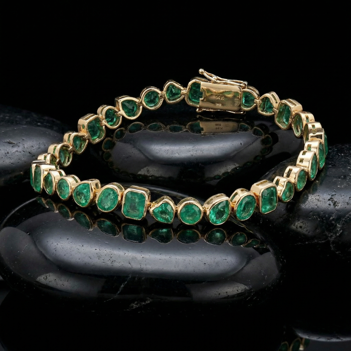 Heritage Emerald 14K Yellow Gold Tennis Bracelet