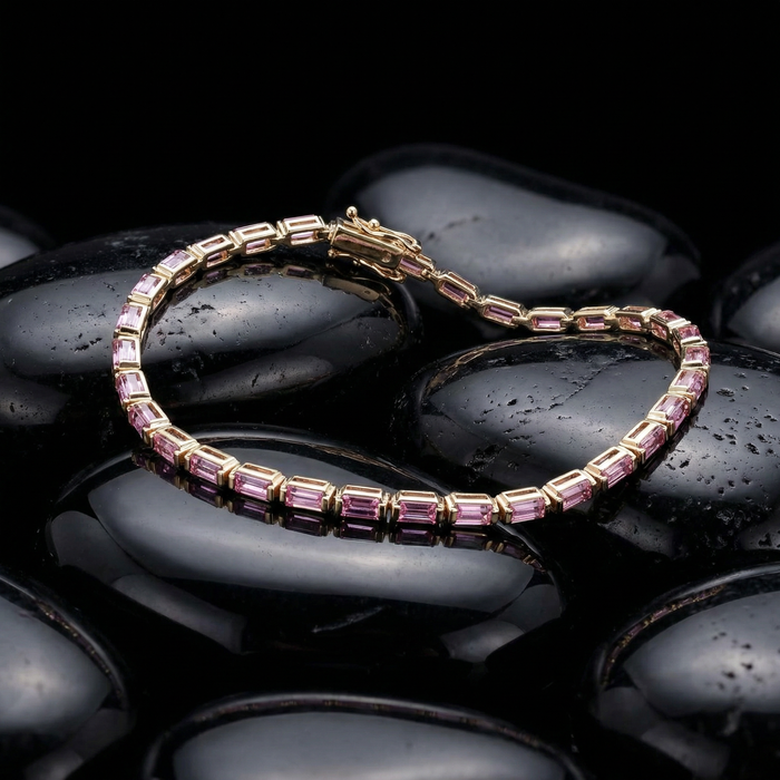 Lavender Dream 14K Yellow Gold Baguette Bracelet