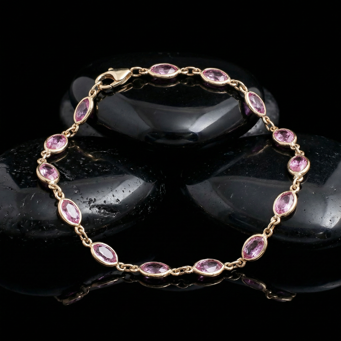 Lavender Marquise 14K Yellow Gold Link Bracelet