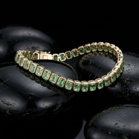 Lush Green 14K Yellow Gold Emerald-Cut Bracelet