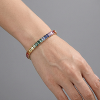 Luxe Prism Emerald-Cut Multicolour Stone 14K Gold Tennis Bracelet