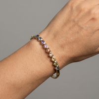 Heart-Shaped Gemstone 14K Yellow Gold Bracelet