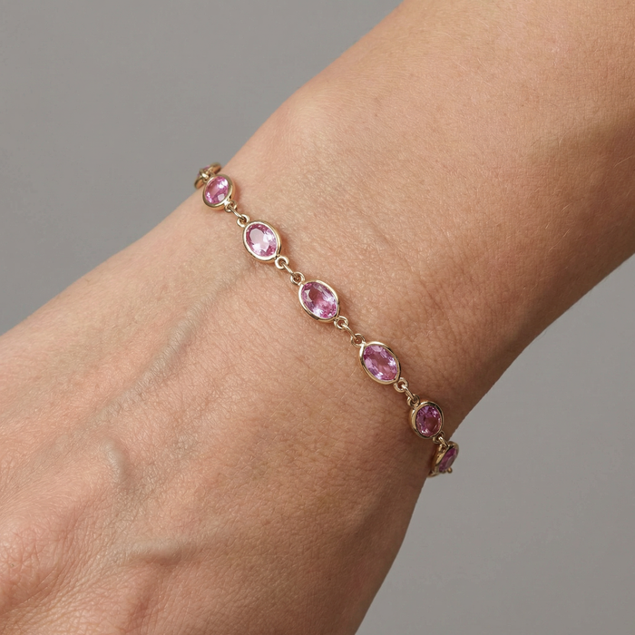 Lavender Marquise 14K Yellow Gold Link Bracelet